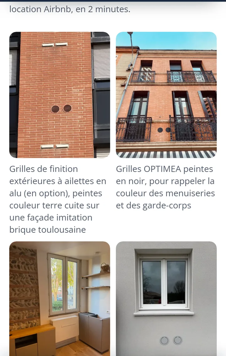 Quatre photos de vraies poses d’ATM Monoclim, façades et intérieurs