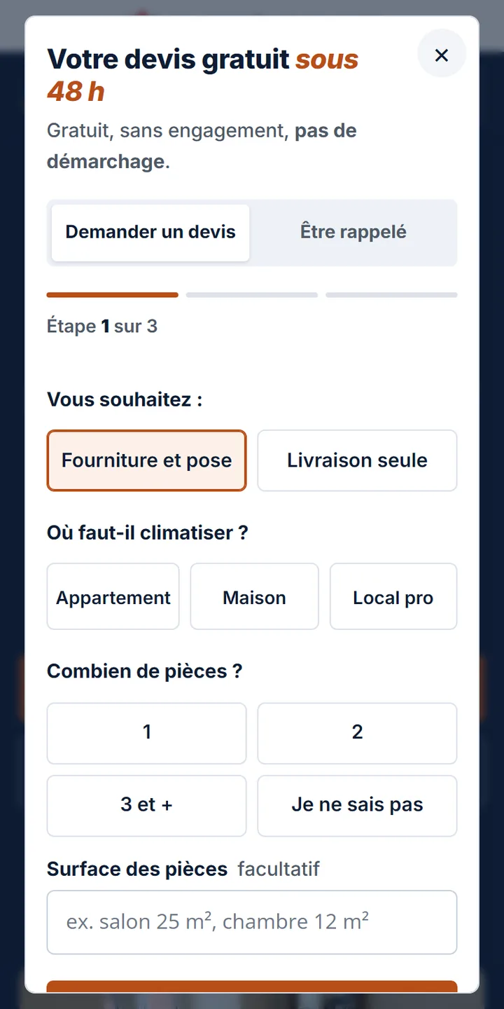 Le formulaire actuel d’ATM Monoclim, entièrement en français