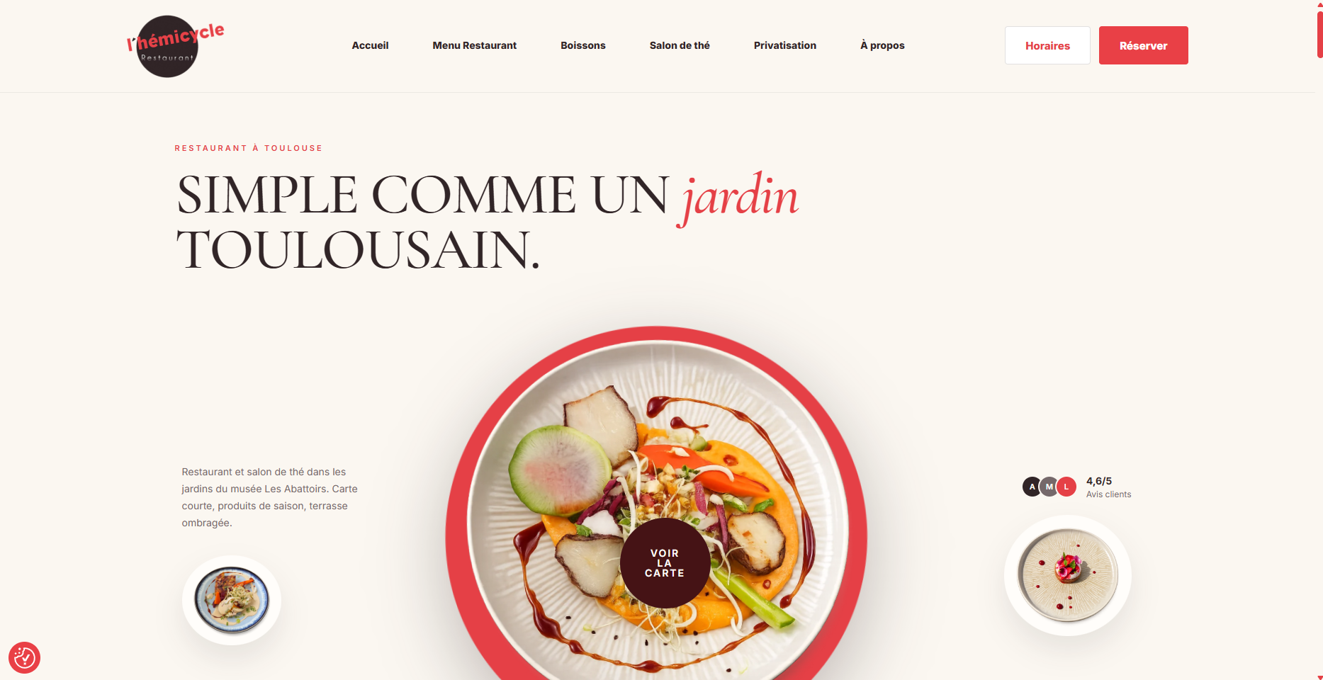 Capture du site du restaurant L'Hémicycle à Toulouse
